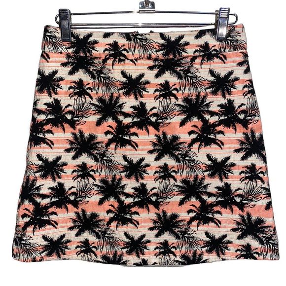 Topshop Palm Tree Mini Skirt Cotton Blend Multicolor Jacquard Size 4 - Picture 2 of 7